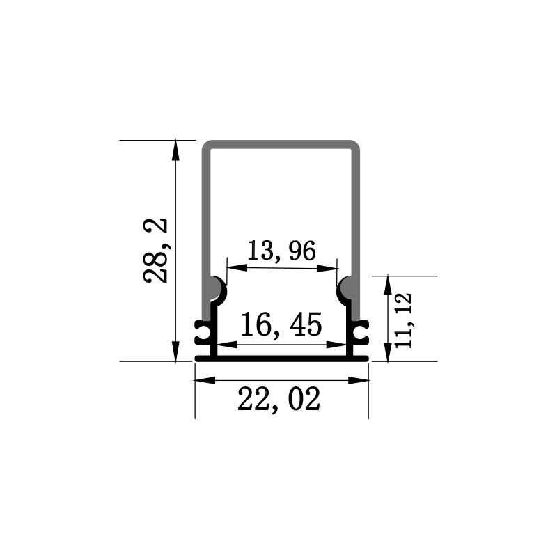 2229 square mask three-sided luminous surface mounted engineering custom line light hard light bar aluminum groove shell kit